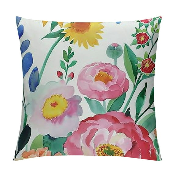 PHYHOO Peony Flower Throw Pillow Covers Watercolor Pink Floral Decorative Throw Pillow Cases Soft Velvet Outdoor Cushion Covers for Sofa Couch Bedroom Home Decor