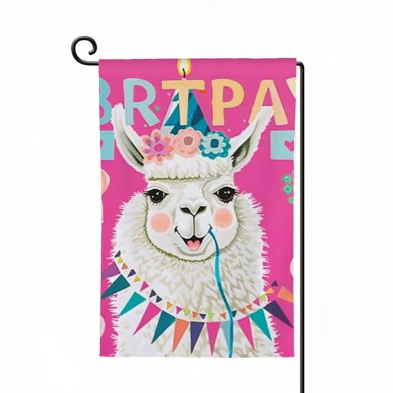 PHYHOO Personalized Happy Birthday Garden Flags For Outside Customized Birthday Year Name Llama Lover Birthday Happy Birthday Flag Cute Birthday Gifts Outside Decorations White