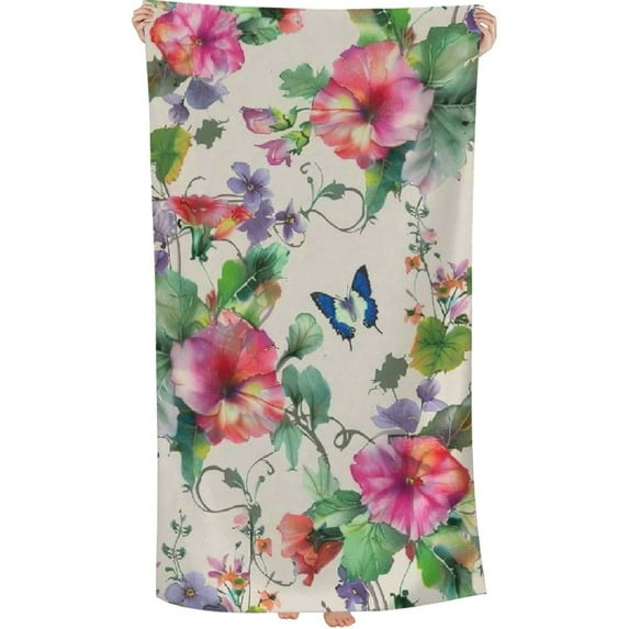 PHYHOO , Petunia Flowers Printed Microfiber Pool Towel Oversized Travel Must Have for The Swimming, , Camping, Summer Es 30x60in