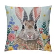thumbnail image 1 of PHYHOO Pillow Covers, Floral Rabbits Bunny Hello Peeps Farmhouse Decorative Throw Pillowcases for Home Sofa Couch Decoration, 1 of 5