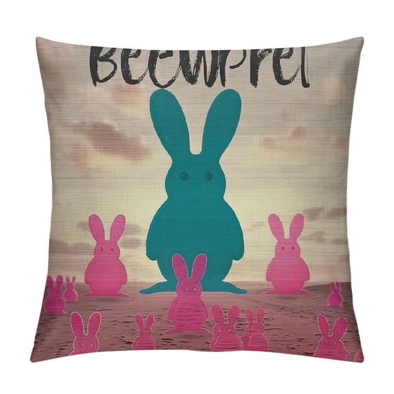 PHYHOO Pillow Covers Welcome Decor Cushion Cover Farmhouse Rabbit Spring Home Decorative Pillowcases , for Sofa Couch Patio