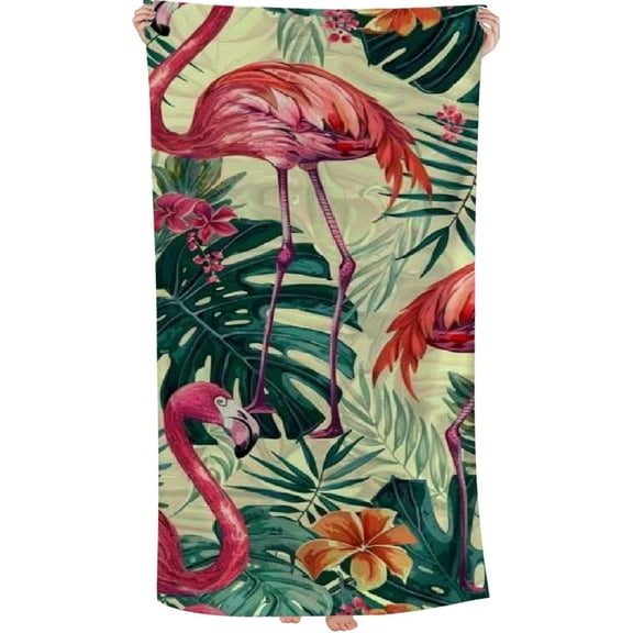 PHYHOO Pine Flamingo Microfiber Sand Free Beach Towel Thin Quick Dry Pool Towel Large Lightweight Absorbent Beach Towels for Men Women Adult Travel Swim Pool Gym Beach Essentials Accessories 30x60in
