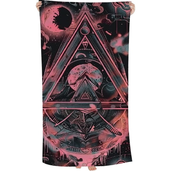 PHYHOO Pink Magic Geometry Oversized Quick Dry Microfiber Beach Towel Lightweight Sand Free Towel Super Soft & Absorbent for Travel Swimming Sports 30x60in