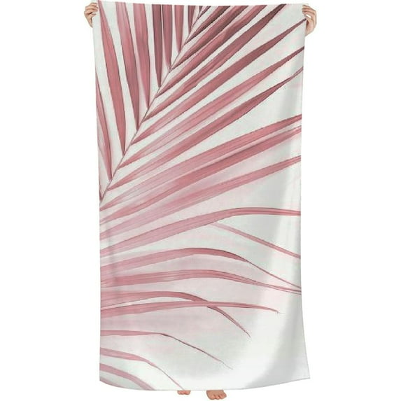 PHYHOO Pink Palm Leaf Microfiber Sand Free Beach Towel Oversized Quick Dry Absorbent for Pool Swimming Bathroom Beach Towel 30x60in