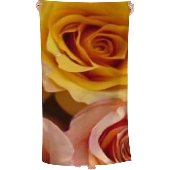 PHYHOO Pink Yellow Roses Floral Microfiber Beach Towel for Adult Quick Dry Sand Free Lightweight Oversized Ultra Soft Skin-Friendly Swim Pool Travel Picnic Shower Bath Towel Blanket 30x60in