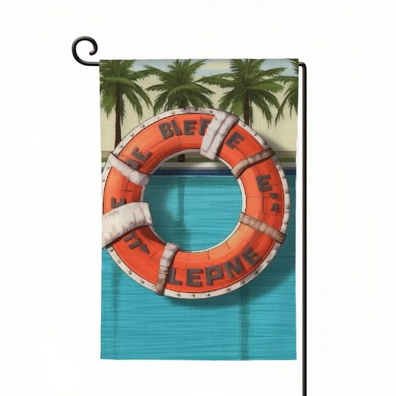 PHYHOO Pool Decorations Outdoor Pool Sign Summer Garden Flag Swimming Ring Vertical Double Sided White