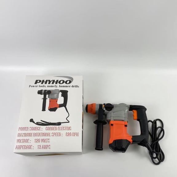 PHYHOO Power tools, namely, hammer drills,Rotary Hammer Drill with Vibration Control and Safety Clutch,13 Amp Heavy Duty 1-1/4 Inch Demolition Hammer for Concrete