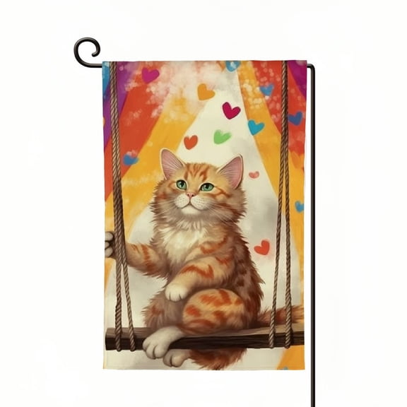 PHYHOO Pride Rainbow Garden Flag Double Sided Burlap, Small Cat Garden Yard Flags Sign Banner for Pride Month Porch Outdoor Decor White