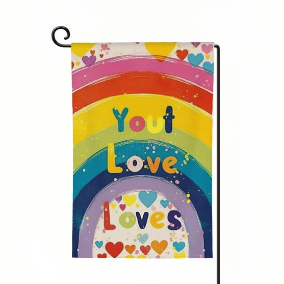 PHYHOO Rainbow Pride Garden Flag Double Sided, LGBTQ+ Progress Parade Community Yard Outdoor Decoration White