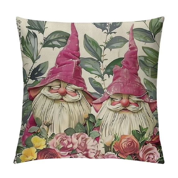 PHYHOO Rose Flower Decorative Throw Pillow Covers, Floral Outdoor Home Decor, Pink Stripes Farmhouse Cushion White
