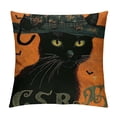 thumbnail image 1 of PHYHOO Royalous Black Cat Halloween Throw Pillow Cover Quotes&nbsp;October Halloween Pillow Case Salem Broom Pumpkins Decorative Home Cushion Cover Linen for Couch White, 1 of 5