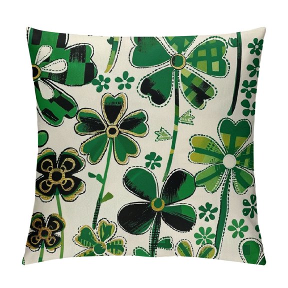 PHYHOO ST Patricks Day Hat Buffalo Plaid Throw Pillow Covers, Lucky Decorations for Sofa Couch