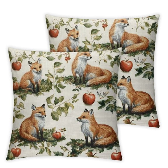 PHYHOO Set of 2 Forest Pillow Covers Watercolor Animal Plants Throw Pillow Case Woodland Decorative Cushion Cover for Home Office Couch Sofa Decoration 12x12in