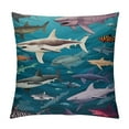 thumbnail image 1 of PHYHOO  Shark Throw Pillow Cushion Cover, Types of Sharks Pattern Whaler Piked Dogfish Whlae Shark Maritime Design Nautical, Decorative Square Accent Pillow Case, 1 of 5