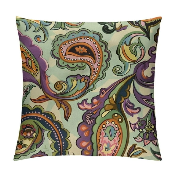 PHYHOO Short Plush Abstract Vintage Floral Decorative Throw Pillow Cover, Asian Paisley Pattern Floral Beautiful Blooming Branch Cushion Case for Sofa Bedroom Throw Pillow Case