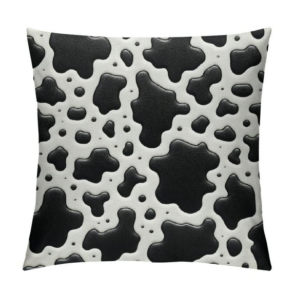 PHYHOO Short Plush Pillow Covers,Cow Print Pattern Double-Sided Print Square Cushion Cases for Sofa Bedroom Car Decorative