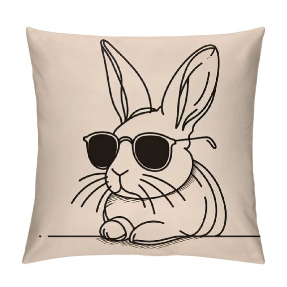 PHYHOO Short Plush Pillow Covers Easter Bunny Rabbit Square Pillow Case for Bedroom, Sofa, Car Decoration,Various sizes available