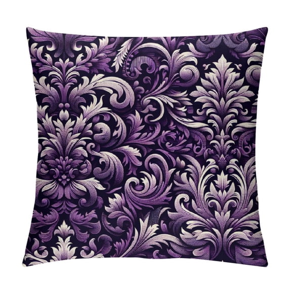 PHYHOO Short Plush Pillow Covers Vintage Floral Square Pillow Case for Bedroom, Sofa, Car Decoration Both Sides, Purple