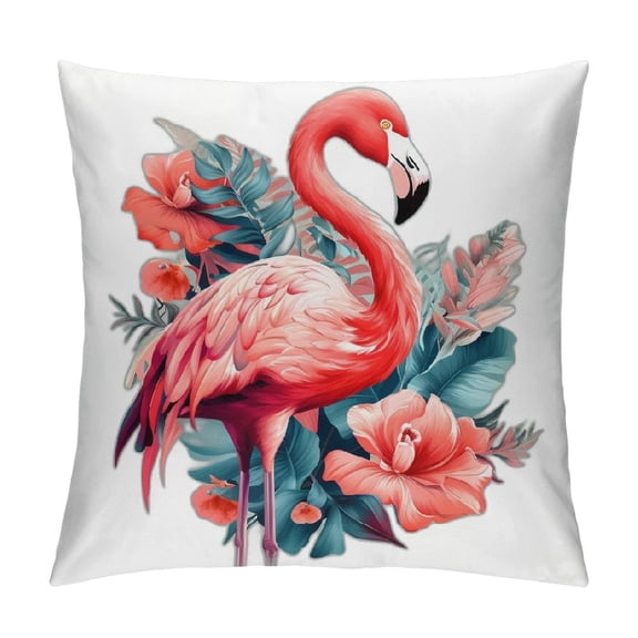 PHYHOO Short Plush Square Pillowcase Flamingo Print Pillowcase With Hidden Zipper Design Suitable for Sofa, Bedroom, Car Decoration