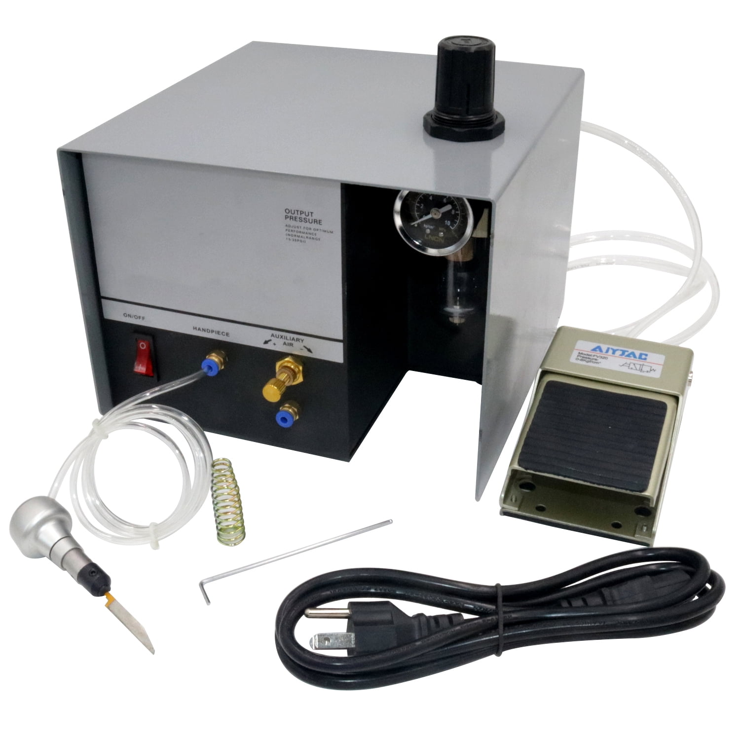 PHYHOO Single-Head Jewelry Pneumatic Engraving Machine 1400 RPM Adjustable Speed Pneumatic Hand Engraving Machines 60Hz 80W Pneumatic Graver Handpiece for Jewelry, Crafts and Wrought Iron