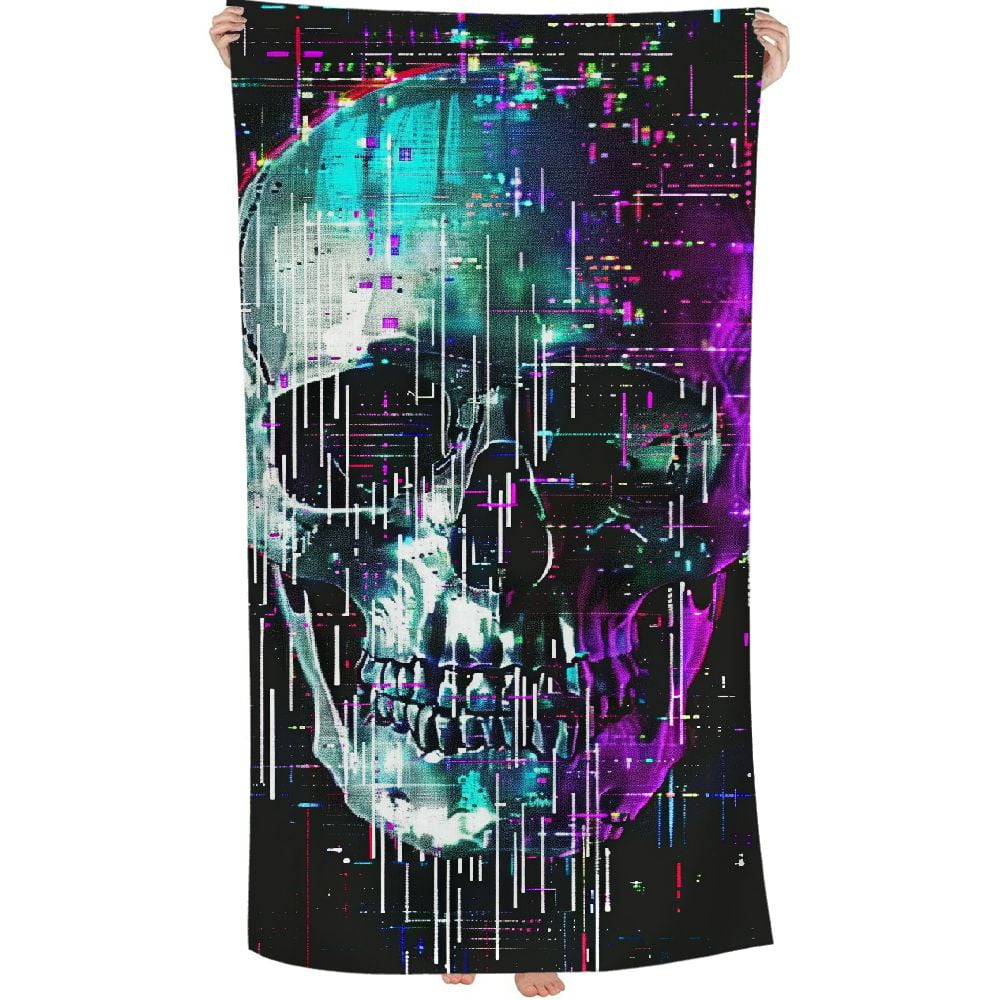 PHYHOO Skull Beach Towels Oversized Microfiber Beach Towel for Adults Extra Large Beach Towel Sand Free Towel for Kids,Men,Women,Boys,Girls 30x60in