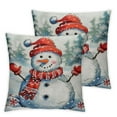 thumbnail image 1 of PHYHOO Snowman Snowflake Christmas Throw Pillow Covers Christmas Xmas Winter Holiday Cushion Case Decoration for Sofa Couch Set of 2 12x12in, 1 of 7