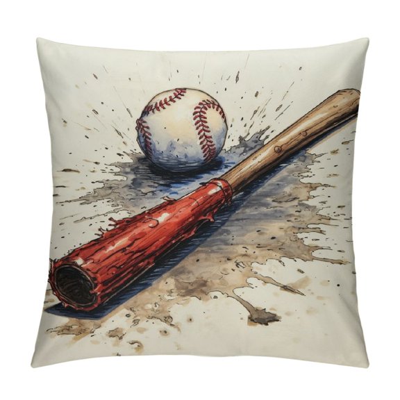 PHYHOO Sport Baseball Print Pillow Cover Short Plush Square Decorative Throw Pillowcase Suitable for Sofa Bedroom