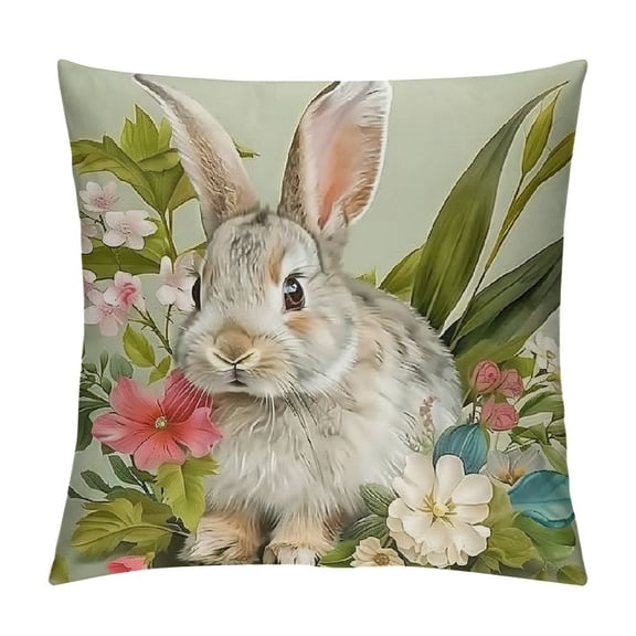 PHYHOO Spring Bunny Throw Pillow Covers Rabbit Spring Decorative Pillows Case Soft Velvet Cushion Covers for Couch Sofa Patio Garden Spring Decor