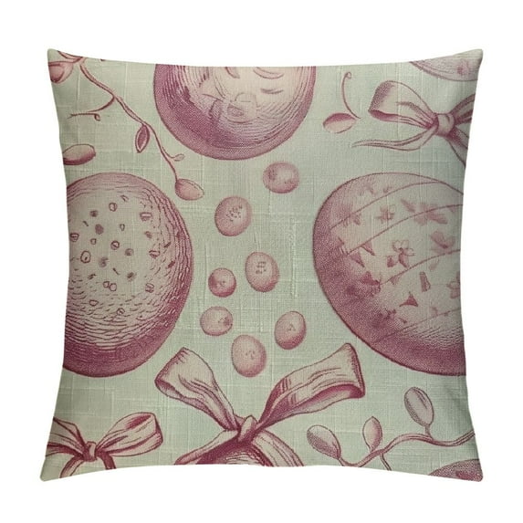 PHYHOO  Spring Easter Pillow Covers  Pink Eggs Easter Themed Print Decorative Outdoor Throw Pillows Holiday Easter Decorations Cushion Covers Rustic Decor for Couch Sofa Bed
