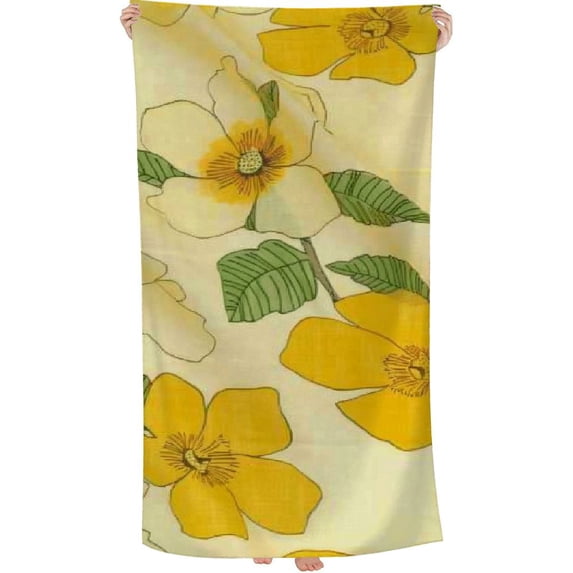 PHYHOO Spring Floral Beach Towel Oversized Microfiber Sand Free Beach Towel Quick Dry, Yellow Flower Lightweight Pool Towels for Adults Travel Towel for Gym Yoga Camp Swim 30x60in