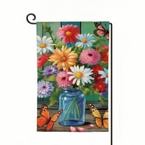 PHYHOO Spring Floral Garden Flag Double Sided, Small Vertical Spring Summer Vase Yard Flags for Seasonal Outside Outdoor House Decoration White