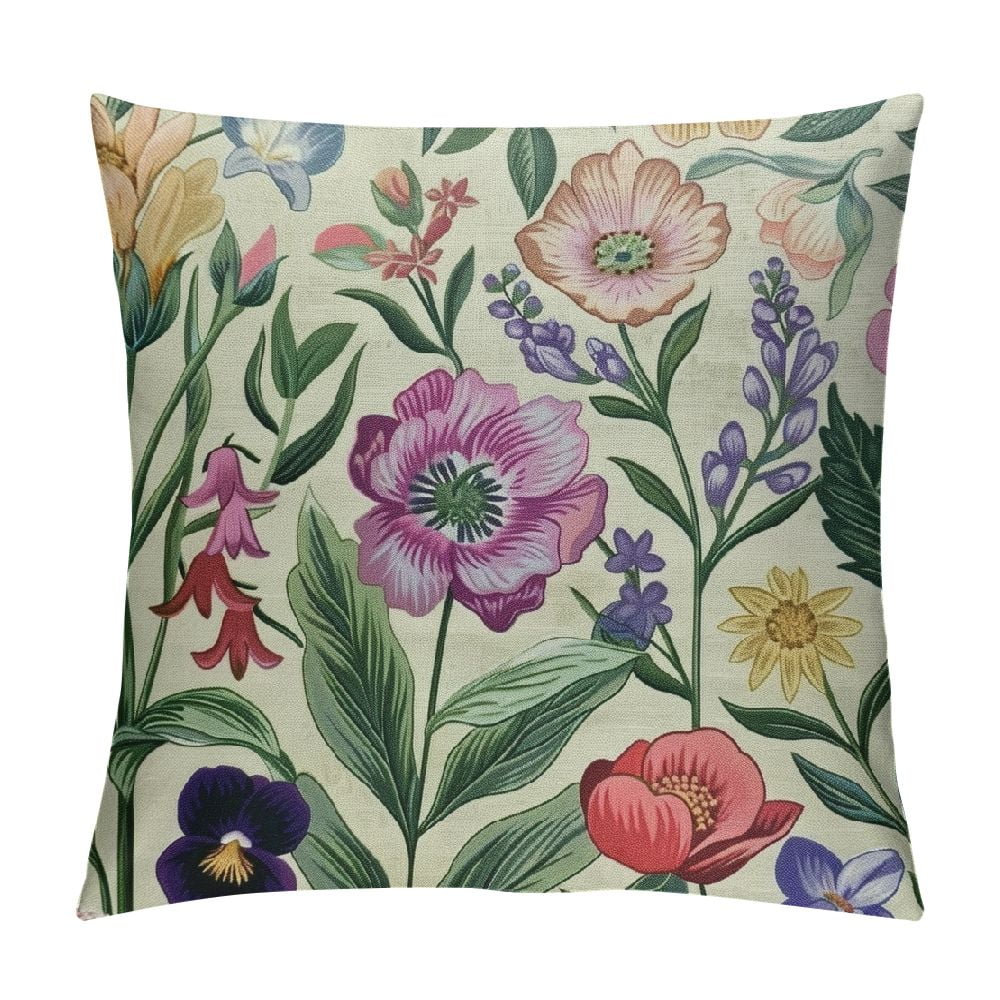 PHYHOO Spring Floral Pillow Covers Watercolor Pink Flowers Sage Green