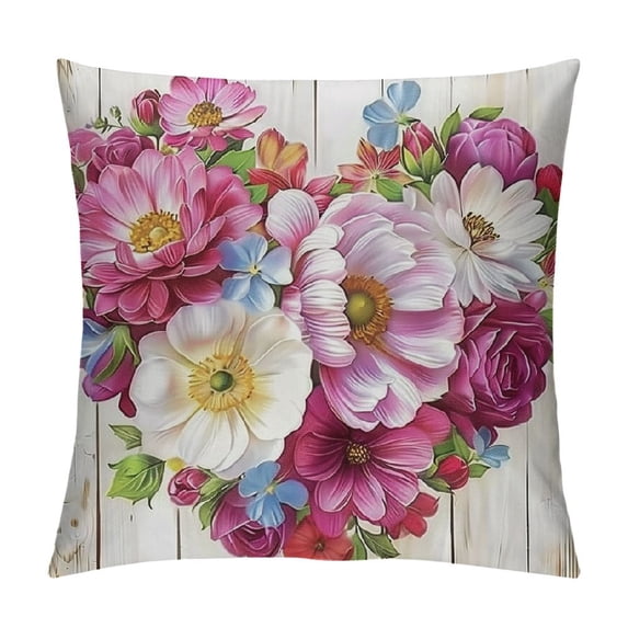 PHYHOO Spring Floral Throw Pillow Covers Pink Flowers Mothers Day Decorative Pillows for Couch Sofa Bed Home Decor