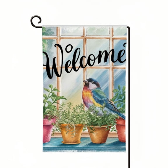 PHYHOO Spring Garden Flag Double-Sided Printed Art Front Yard Decor - Seasonal Welcome Outdoor Banner for House Porch, Patio, Lawn, Deck, Door White
