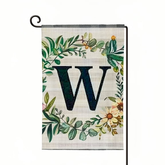 PHYHOO  Spring Monogram Letter W Garden Flag Double Sided Burlap, Small Welcome Initial Family Last Name Personalized Spring Summer Flag Outdoor Decoration White