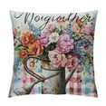 thumbnail image 1 of PHYHOO Spring Pillow Cover - ' ' with Pastel Plaid, Farmhouse Rustic Decorative Cushion Case for Home and Living Spaces White, 1 of 5