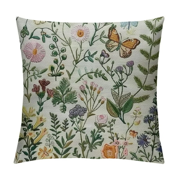 PHYHOO Spring Pillow Covers , Floral Leaf Decorative Throw Pillow Covers for Linen Farmhouse Cushion Case for Couch Sofa Outdoor Spring Decor