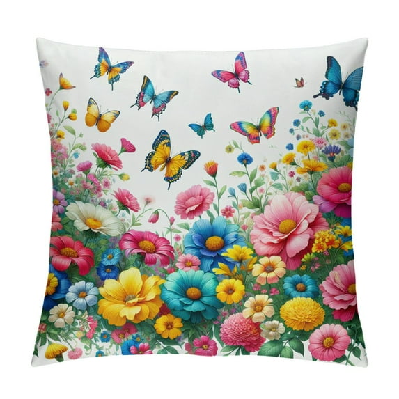 PHYHOO Spring Pillow Covers, Floral Purple Daisy Farmhouse Decorative Throw Pillowcases for Home Sofa Couch Decoration