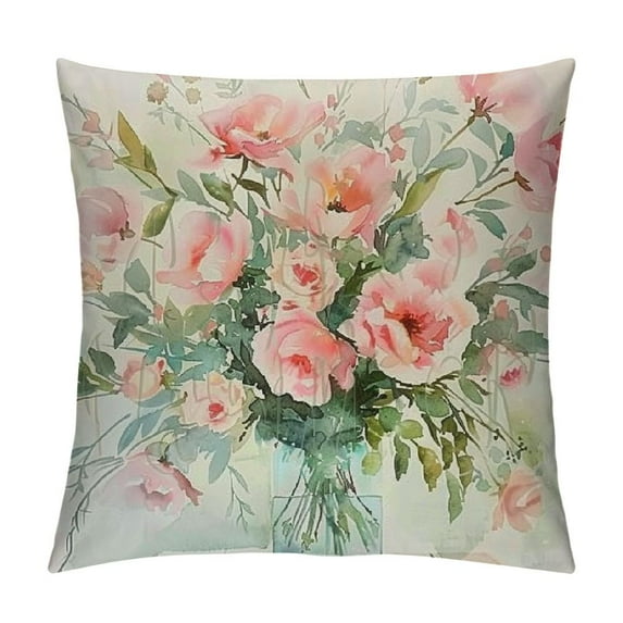 PHYHOO Spring Pillow Covers Pink Flower Floral Bless This Home Green Farmhouse Decorative Throw Pillows Cases Outdoor Decor for Couch Sofa