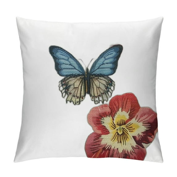PHYHOO Spring Summer Flower Outdoor Decorative Pillow Covers Floral Butterfly Throw Pillows Spring Farmhouse Pillowcases Linen Cushion Covers for Couch Bed Sofa Chair Home Decor