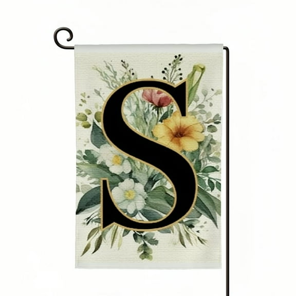 PHYHOO  Spring Summer Monogram Letter S Garden Flag Floral Sunflowers Sided for Outside Small Burlap Family Last Name Initial Yard Flag White