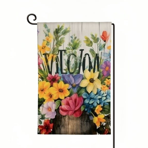PHYHOO Spring Welcome Garden Flag Double Sided For Outside Outdoor Seasonal Farmhouse Small Yard Flag White