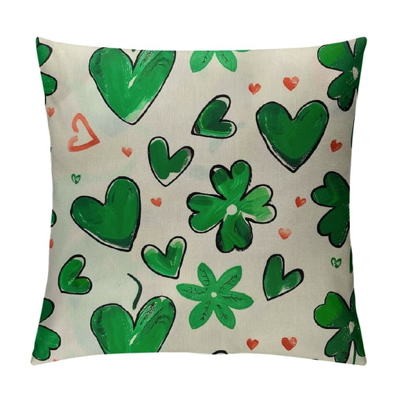 PHYHOO St Patricks Day Pillow Covers Hearts Throw Pillows Green Home Sofa Decor Pillowcase Happy St. Patrick's Day Pillows Decoration Cushion Cases
