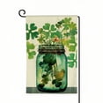 thumbnail image 1 of PHYHOO St Patricks Day Watercolor Green Shamrock Jar Garden Flag Small Burlap Yard Hello Lucky Holiday Flag White, 1 of 6
