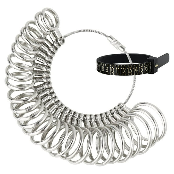 PHYHOO Stainless Steel Finger Ring Sizer Measuring Ring Tool, Size 1-13 with Half Size, 27 Pcs