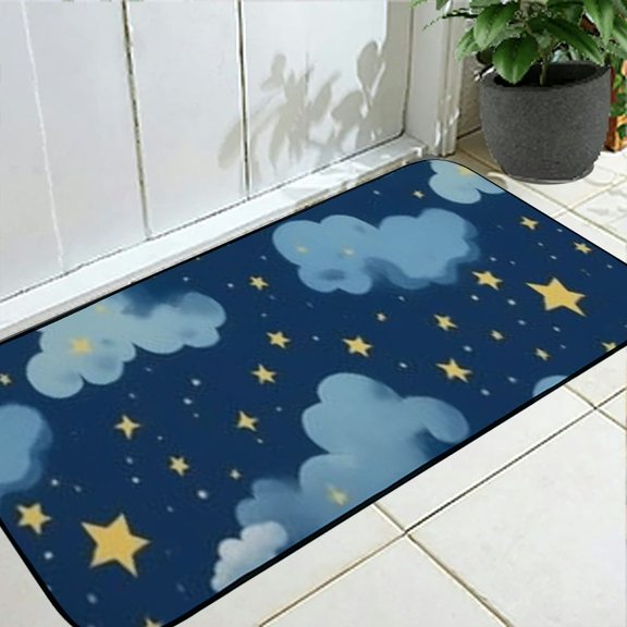 PHYHOO Star Moon Cloud Floor Doormat,Front Back Door Mat Non Slip Mats Absorbent Entrance Floor Mat Welcome Mats 19.68*47.24 in