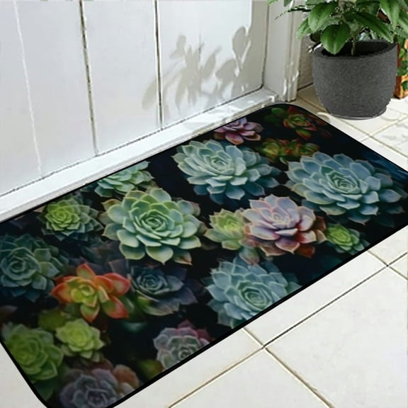 PHYHOO Succulent Plants Durable Front Door Mats, Mud Resistant Easy Clean Entry Outdoor Indoor Rugs,Non Slip Backing, Exterior Mats for Outside Patio Porch 19.68*47.24 in