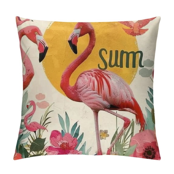 PHYHOO Summer Flamingo Pillow Covers Decorations Throw Pillows Farmhouse Outdoor Patio Cushion Case for Sofa Couch Home