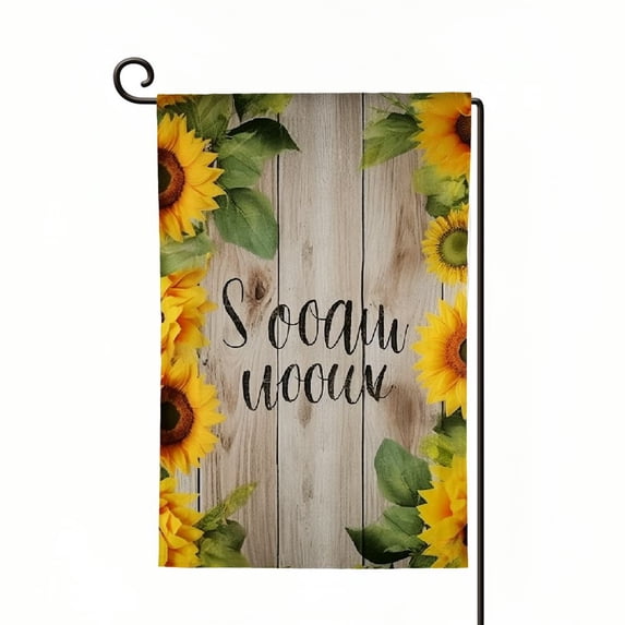 PHYHOO Summer Garden Flag Welcome Sunflower Small Double Sided for Outside Yard Flag White