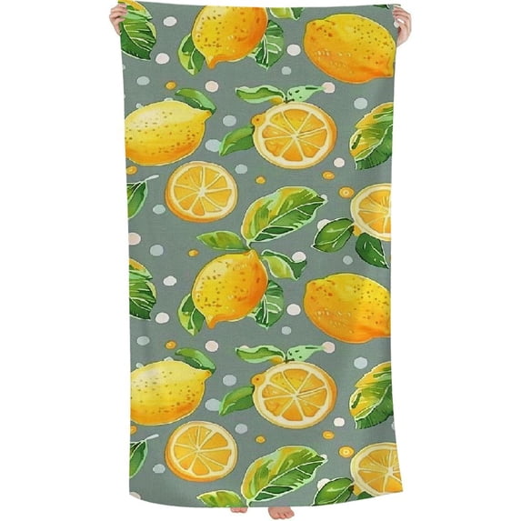 PHYHOO Summer Lemon Fruit Floral Beach Towels Oversized Microfiber Beach Towel for Adults Super Absorbent Sand Free Pool Towels for Outdoor Travel Swim Pool Camping 30x60in